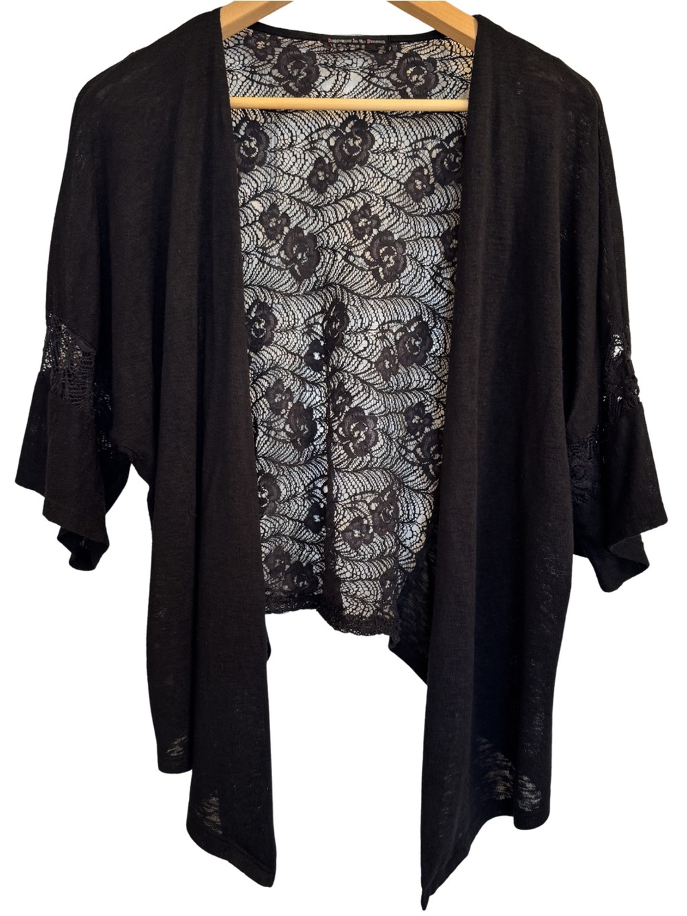 Happiness Is a Dream Black Lace Open Front Cardigan Kimono